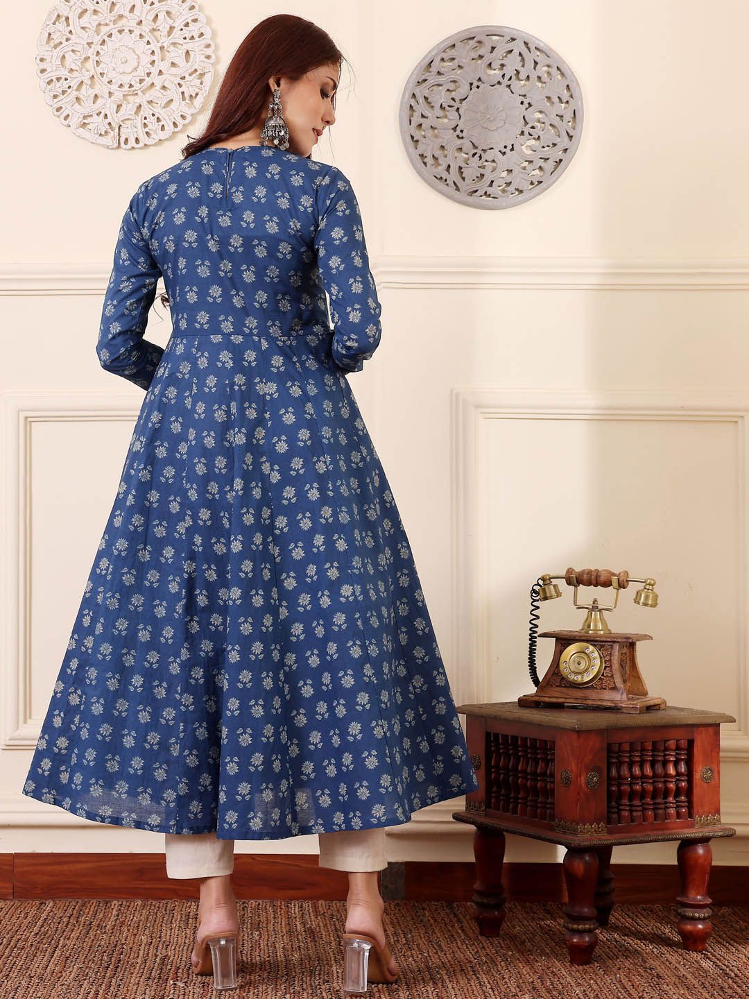 Blue Printed Kurta with Trousers with Dupatta